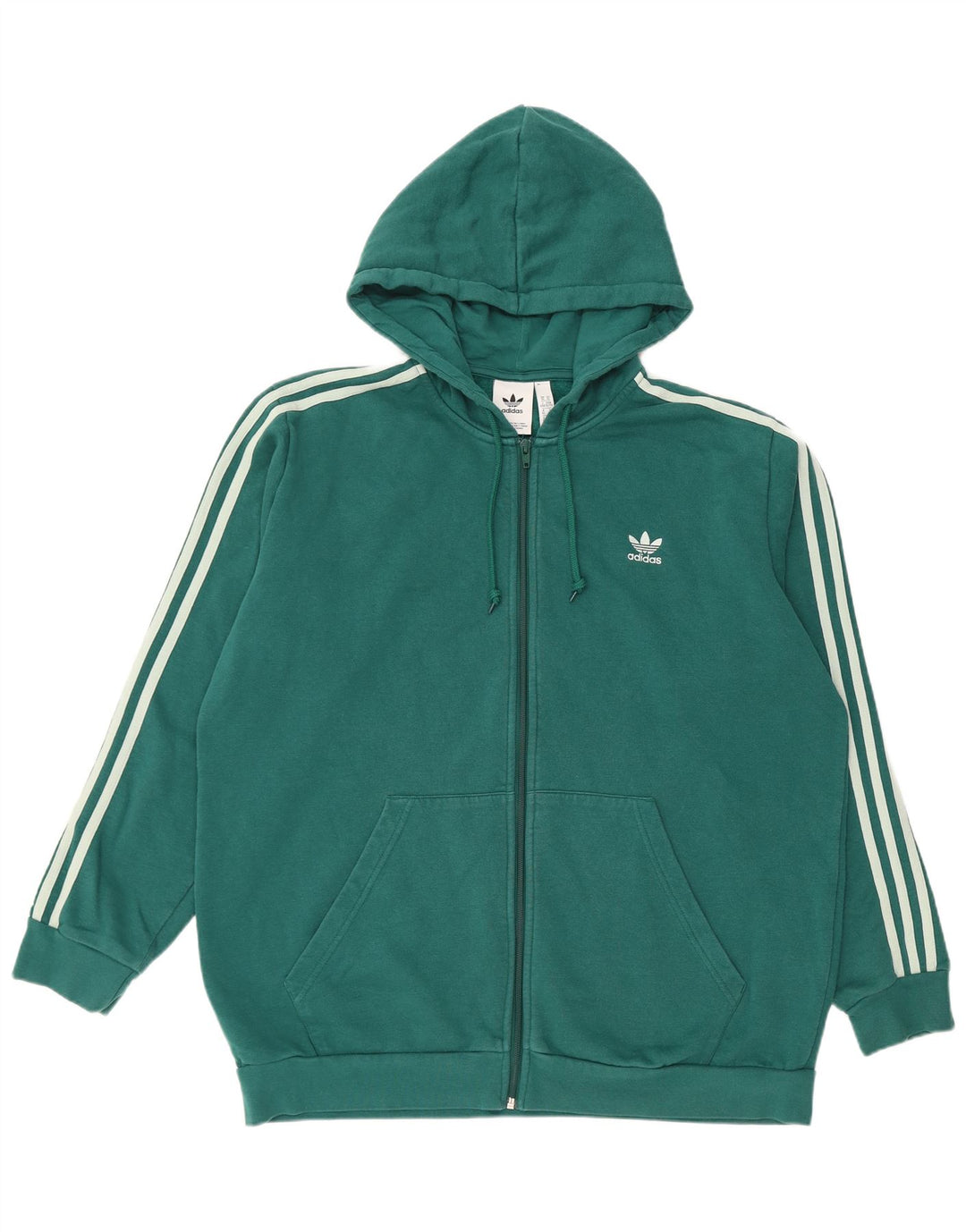 ADIDAS Mens Zip Hoodie Sweater XL Green Cotton