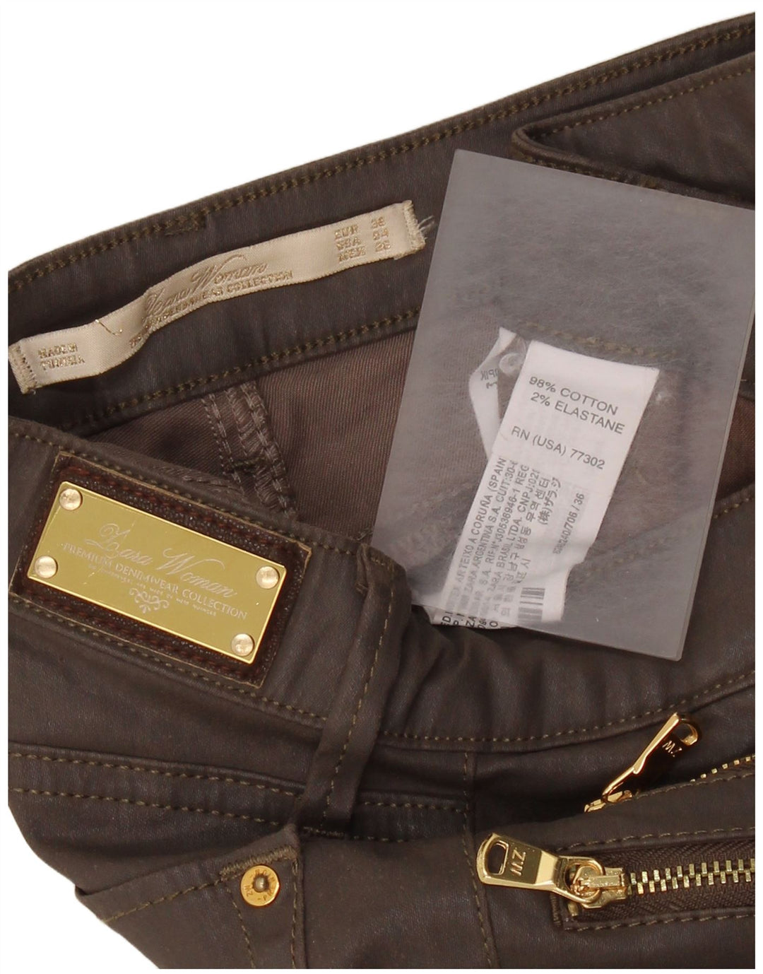 ZARA Womens Skinny Casual Trousers W26 L28 Brown Cotton