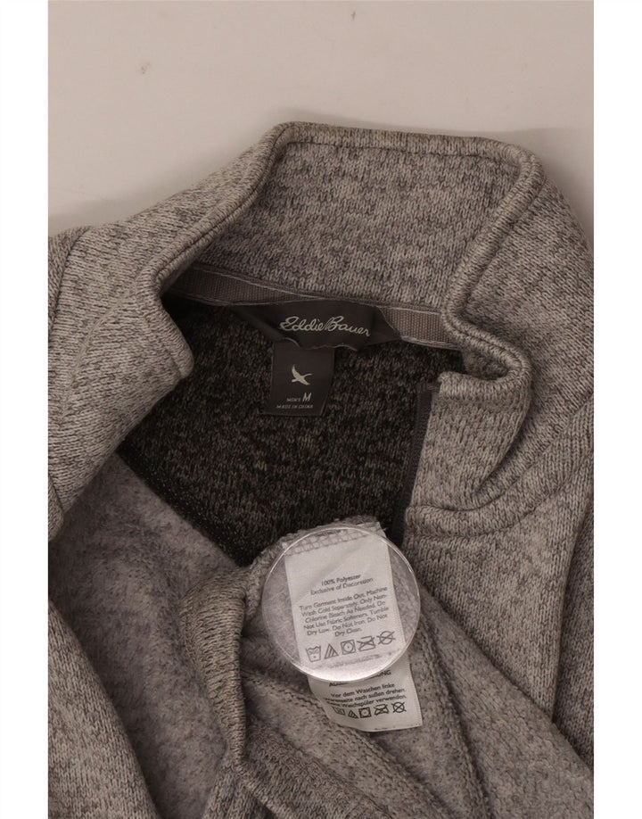 Eddie Bauer Mens Zip Neck Sweatshirt Jumper Medium Grey Flecked Polyester