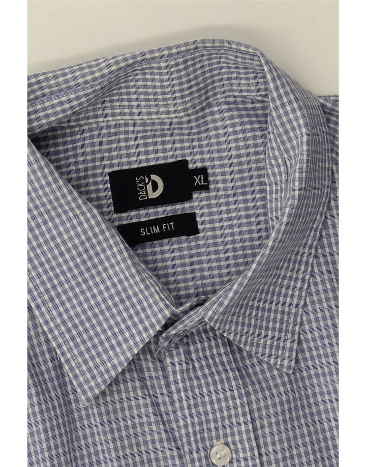 DACK'S Mens Slim Fit Shirt XL Blue Check Cotton Vintage Dack's and Second-Hand Dack's from Messina Hembry 