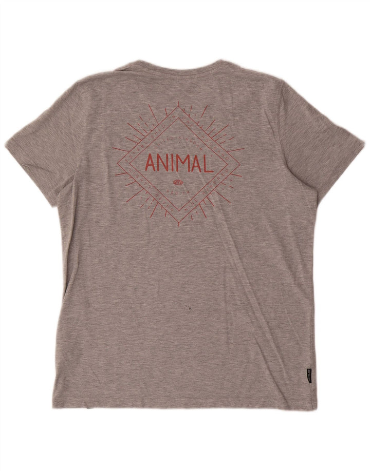 Animal Mens Graphic T-Shirt Top Medium Grey Cotton