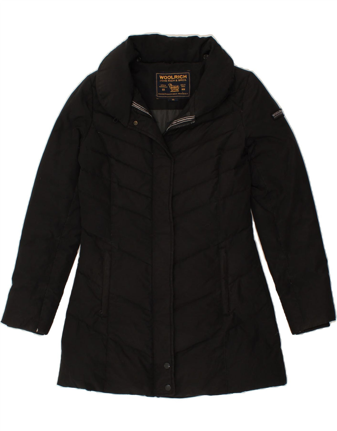 WOOLRICH Womens Padded Coat UK 6 XS Black Cotton Vintage Woolrich and Second-Hand Woolrich from Messina Hembry 