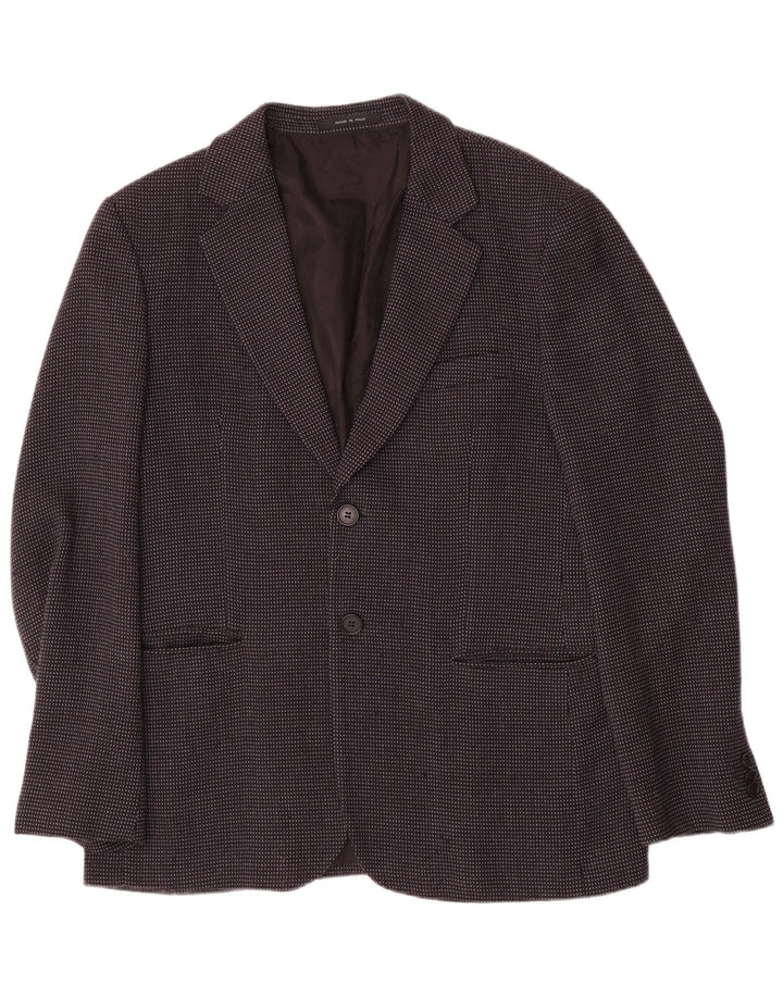 EMPORIO ARMANI Mens 2 Button Blazer Jacket IT 54 XL Grey Spotted Wool