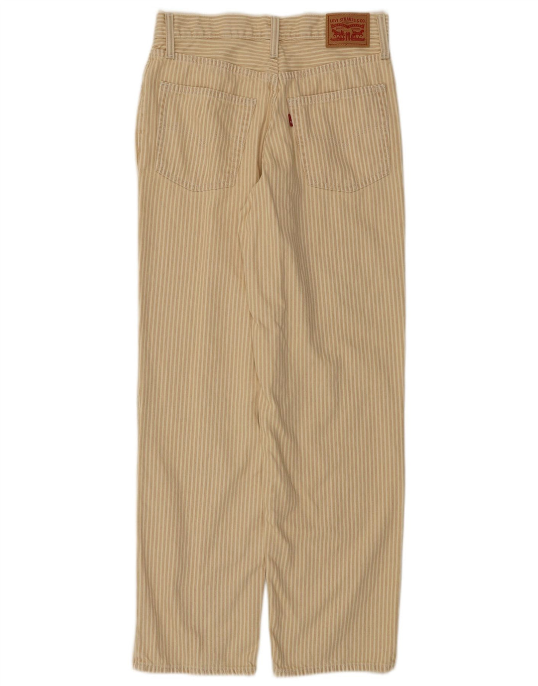 LEVI'S Womens Straight Casual Trousers W27 L31 Beige Striped Cotton