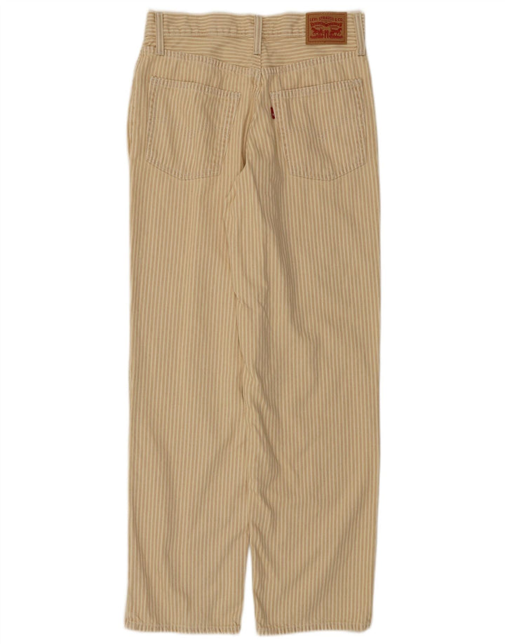 LEVI'S Womens Straight Casual Trousers W27 L31 Beige Striped Cotton