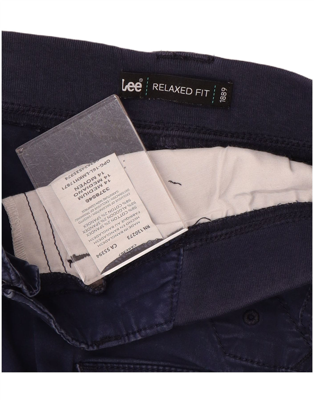 Lee Womens Relaxed Fit Capri Trousers US 14 XL W36 L23 Navy Blue Cotton