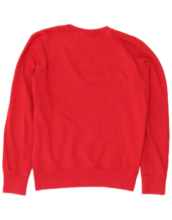 Champion Womens Graphic Oversized Sweatshirt Jumper UK 6 XS Red Cotton