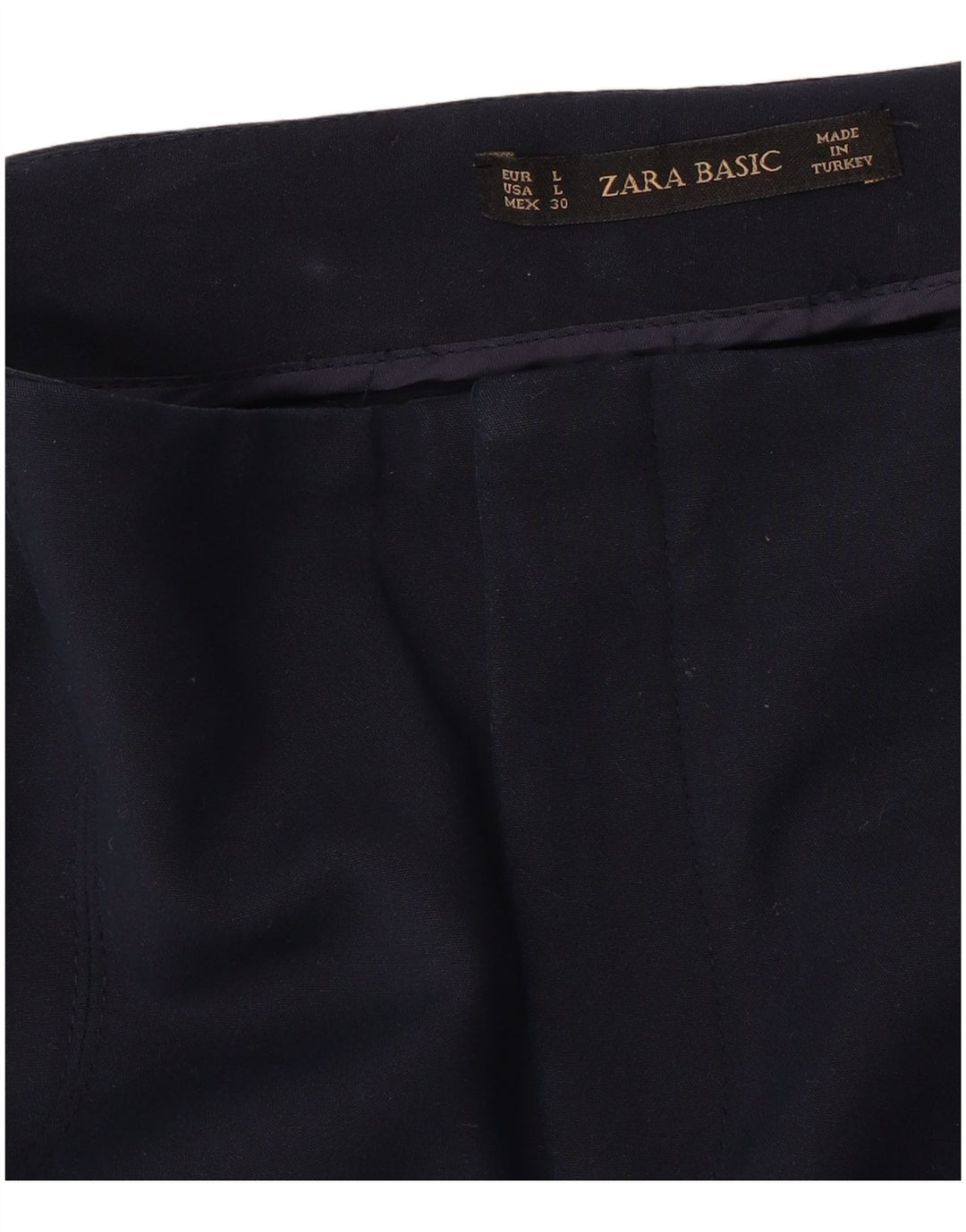 ZARA Womens Slim Casual Trousers Large W32 L29 Navy Blue
