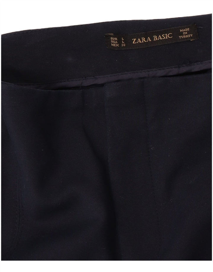 ZARA Womens Slim Casual Trousers Large W32 L29 Navy Blue