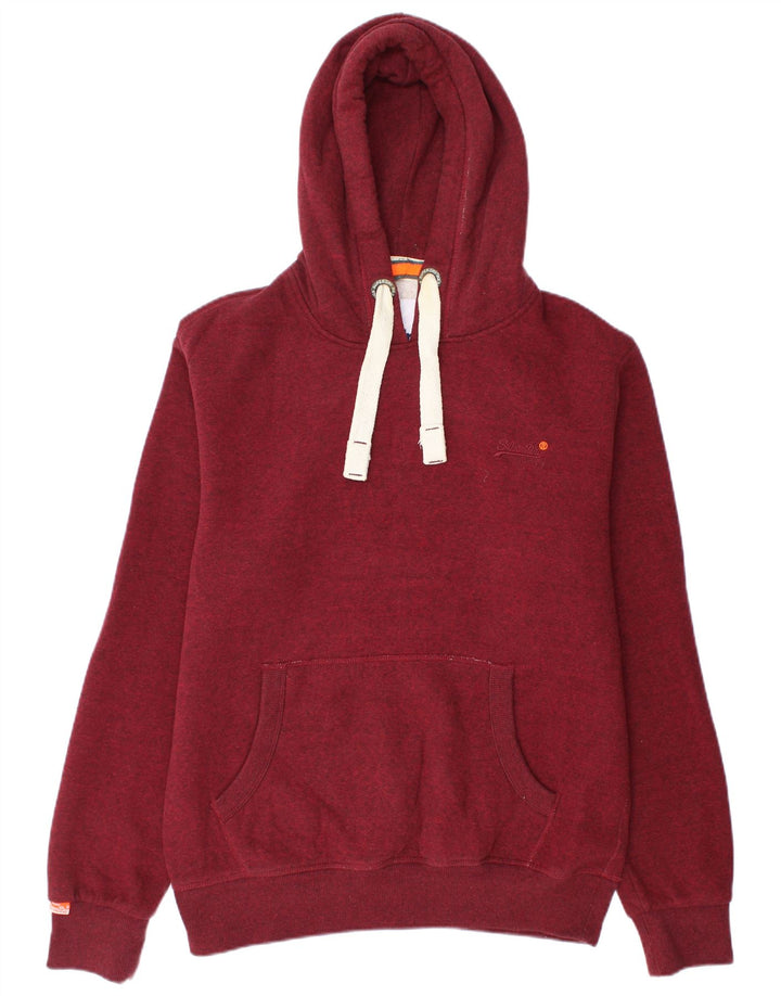 SUPERDRY Mens Hoodie Jumper XL Burgundy Cotton