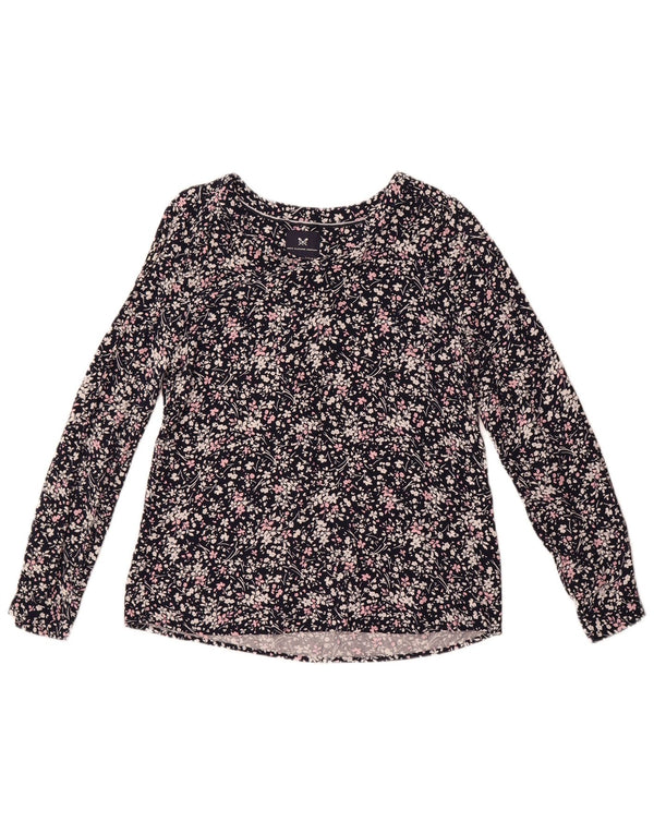 Crew Clothing Womens Long Sleeve Blouse Top UK 12 Medium Navy Blue Floral