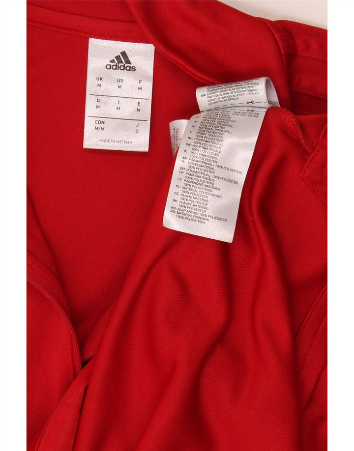 Adidas Mens Graphic Zip Neck Pullover Tracksuit Top Medium Red Polyester