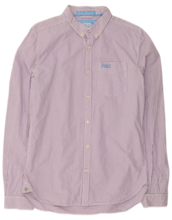 Superdry Mens Shirt Medium Purple Pinstripe Cotton