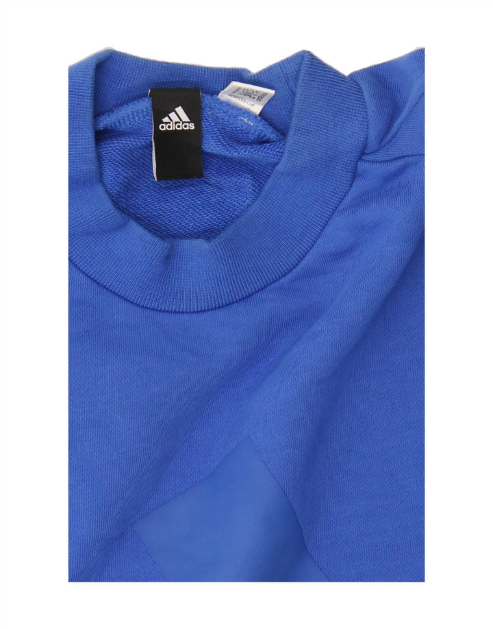 ADIDAS Mens Graphic Sweatshirt Jumper Medium Blue Vintage Adidas and Second-Hand Adidas from Messina Hembry 