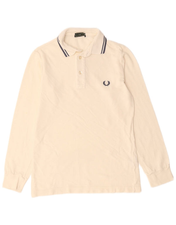 Fred Perry Boys Long Sleeve Polo Shirt 11-12 Years Off White Cotton