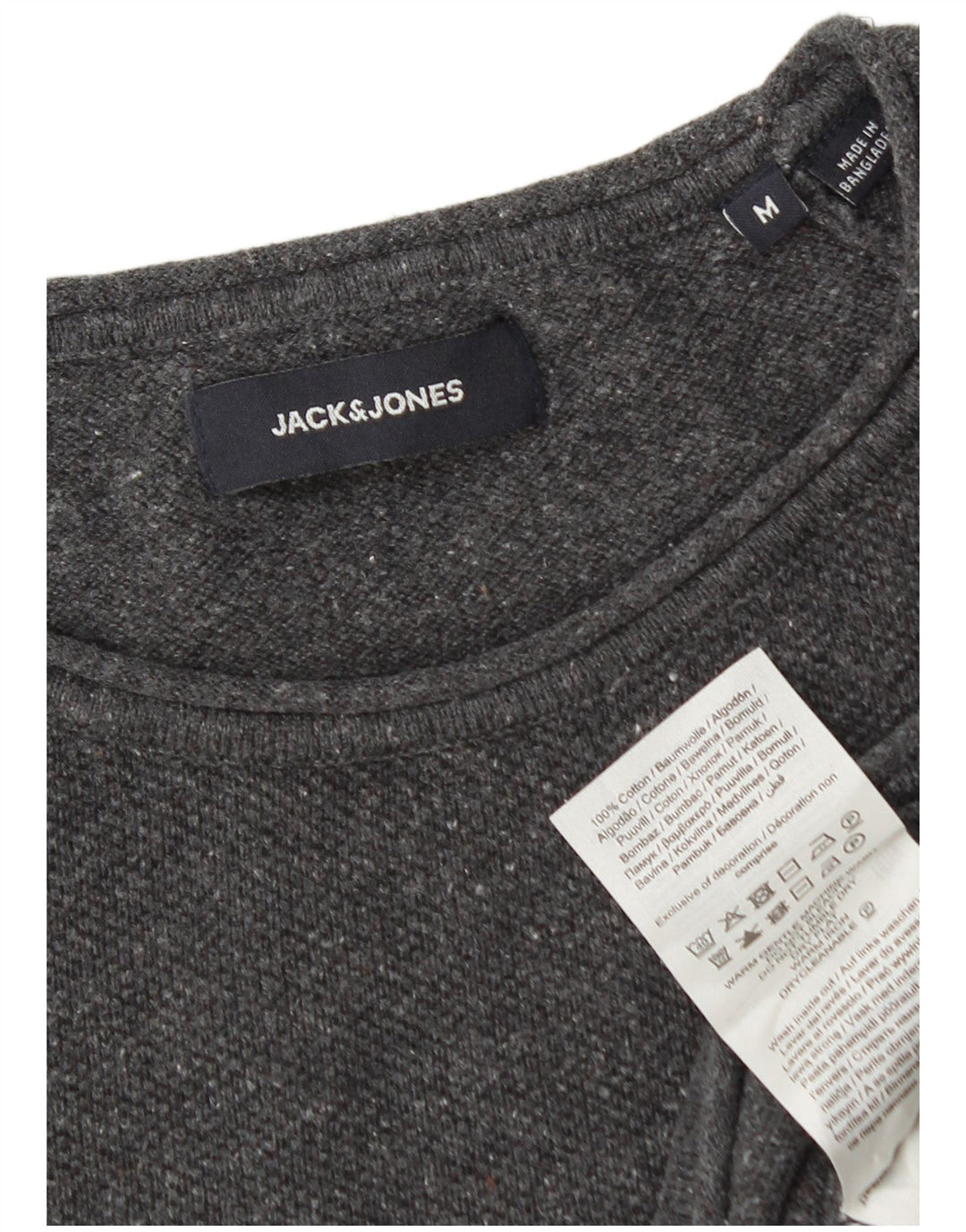 Jack & Jones Mens Crew Neck Jumper Sweater Medium Grey Cotton