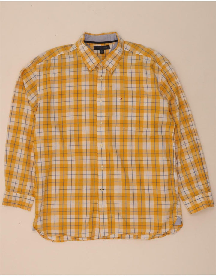 Tommy Hilfiger Mens Shirt XL Yellow Check Cotton