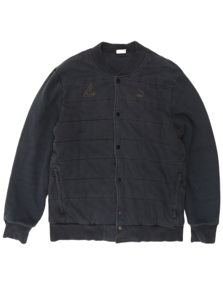 PUMA Mens Bomber Jacket UK 40 Large Navy Blue Cotton