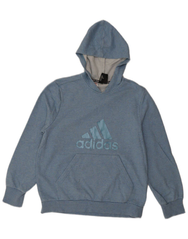 Adidas Boys Graphic Hoodie Jumper 14-15 Years Blue Flecked Polyester