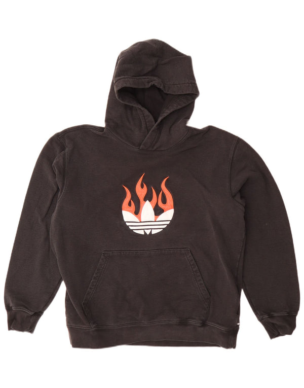 Adidas Mens Graphic Hoodie Jumper Medium Black Cotton