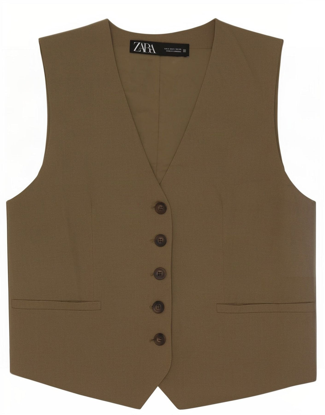 Zara Womens Waistcoat UK 10 Small Khaki Polyester