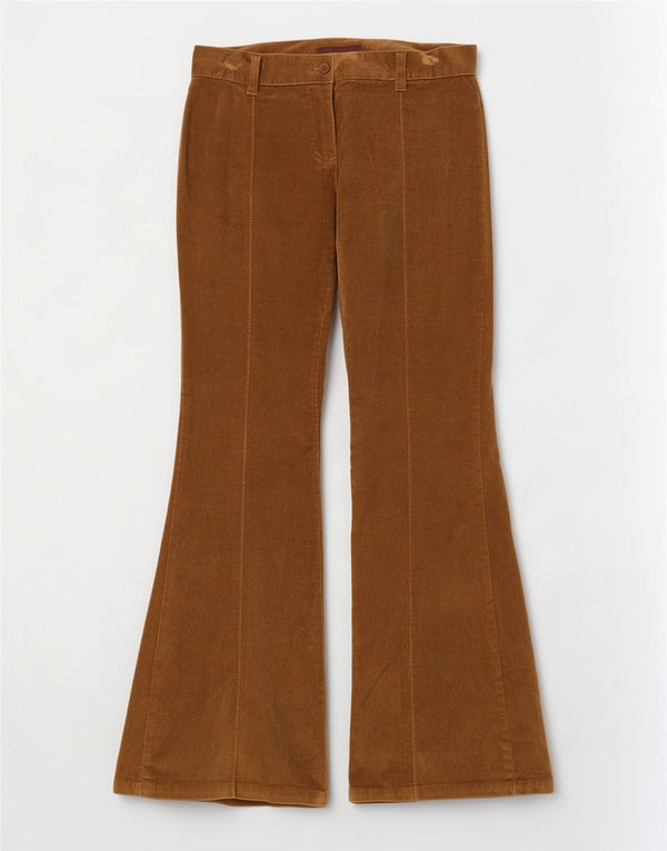 Vintage Womens Flare Corduroy Trousers UK 10 Small W28 L30 Brown Cotton
