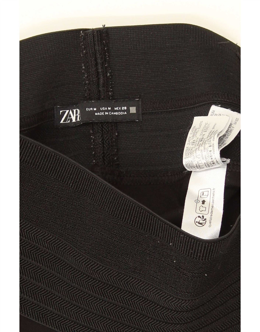 Zara Womens High Waist Leggings Medium Black Polyester