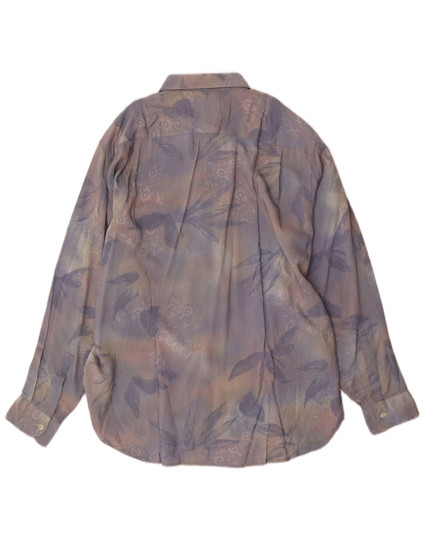 VINTAGE Mens Shirt Large Multicoloured Floral Viscose