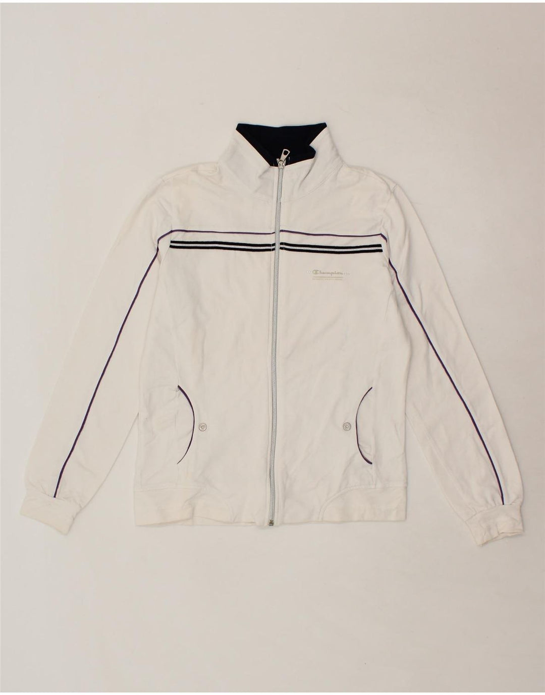CHAMPION Womens Heritage Fit Tracksuit Top Jacket UK 14 Medium White Vintage Champion and Second-Hand Champion from Messina Hembry 