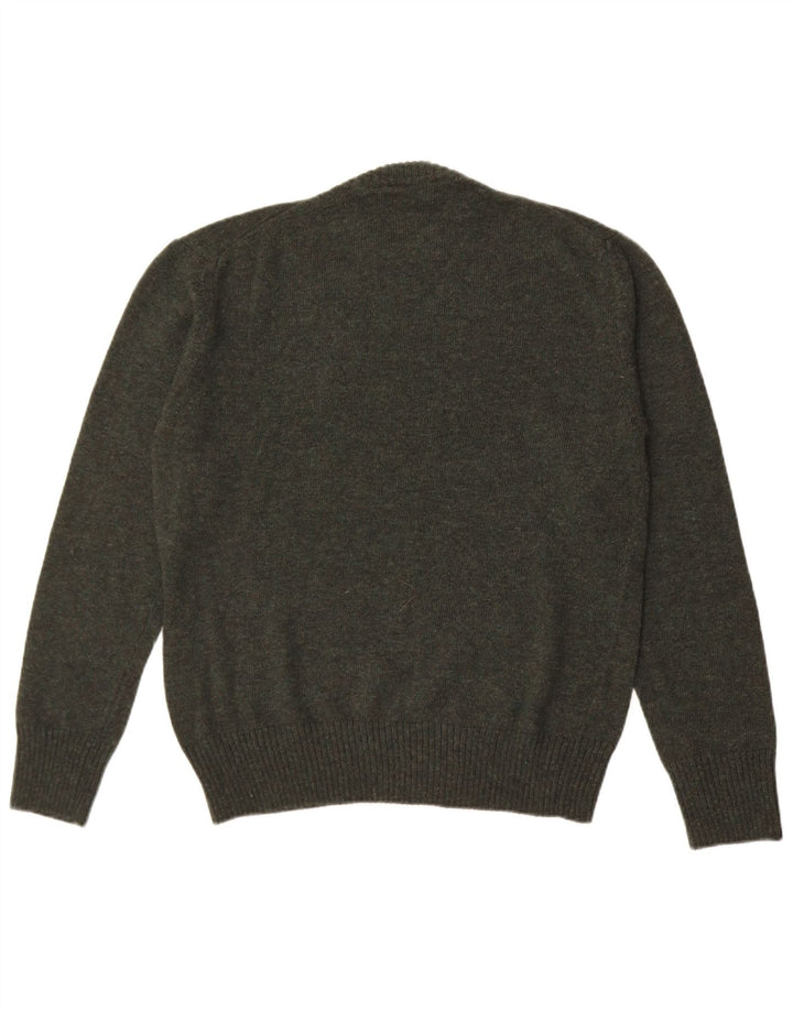 Vintage Mens Crew Neck Jumper Sweater Medium Khaki Wool