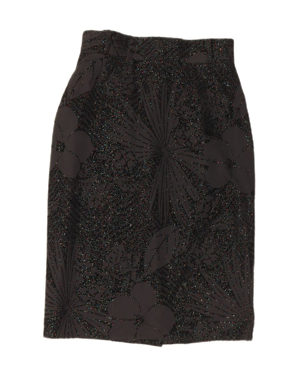 Charles Vogele Womens Pencil Skirt EU 36 Small W26 Black Floral Polyester