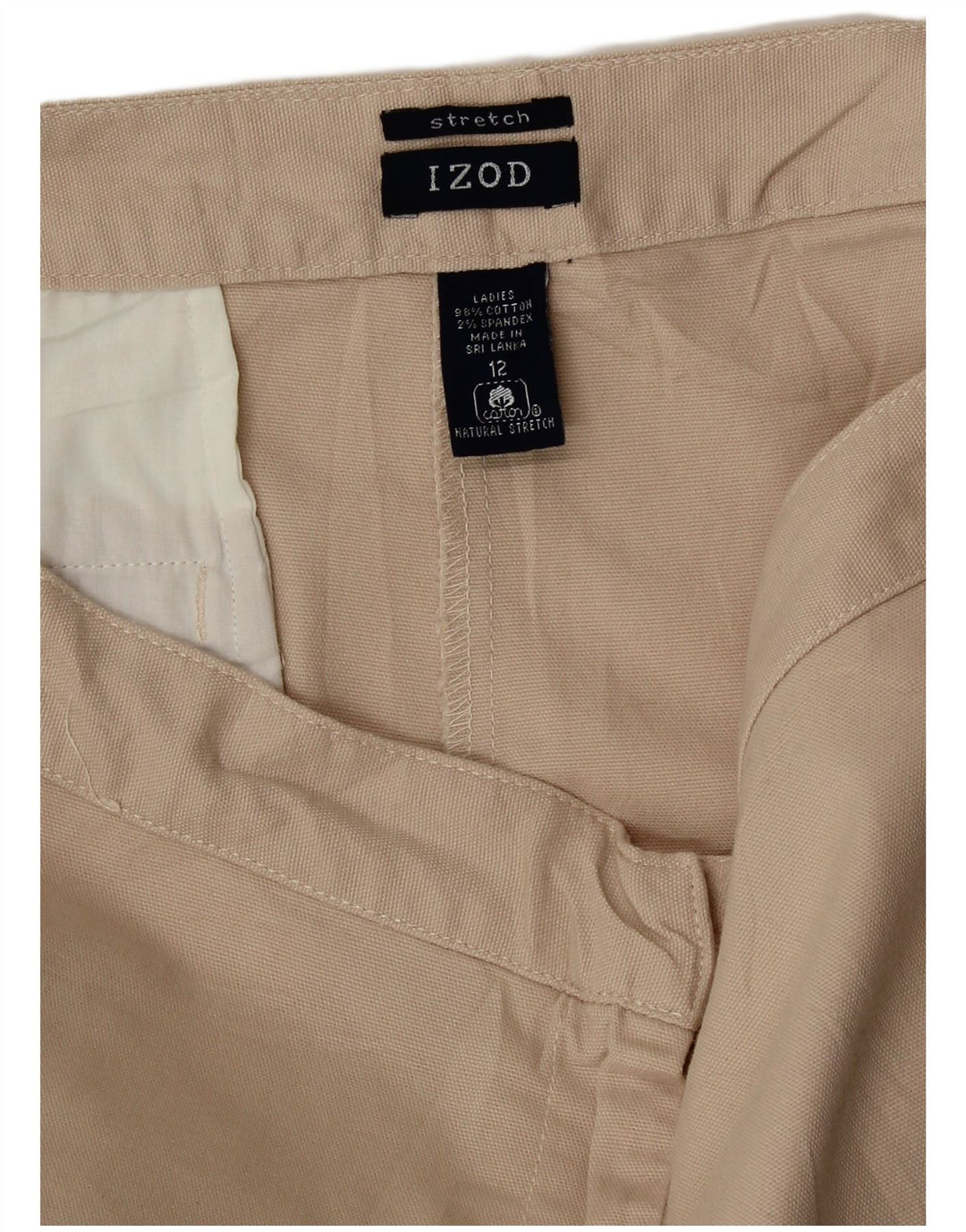 IZOD Womens Chino Shorts US 12 Large W34  Beige Cotton