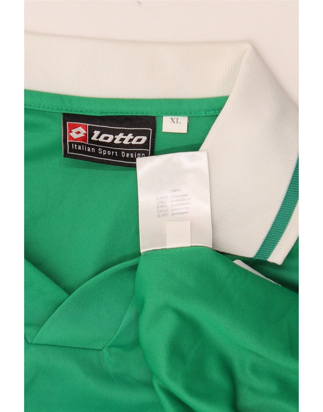 LOTTO Mens Graphic Long Sleeve Polo Shirt XL Green Colourblock Polyester