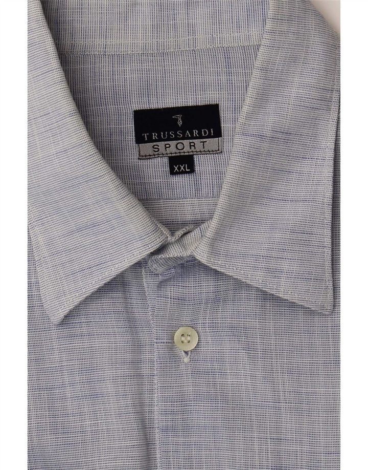 Trussardi Mens Shirt 2XL Blue Flecked Cotton