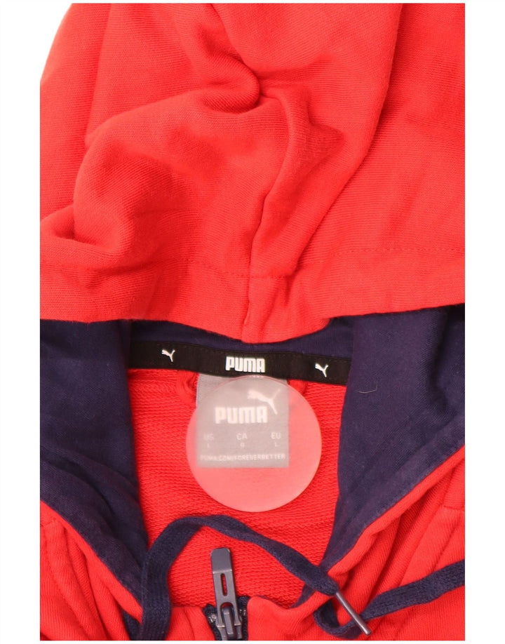 PUMA Mens Zip Hoodie Sweater Large Red Cotton