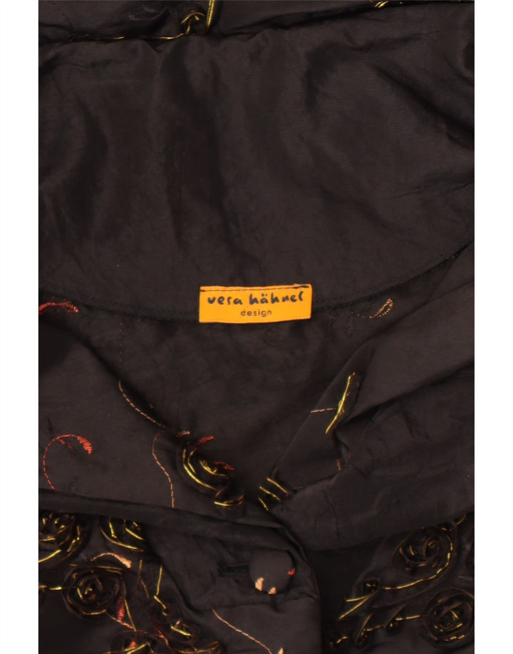 Vintage Womens Bolero Jacket UK 14 Large Black Floral