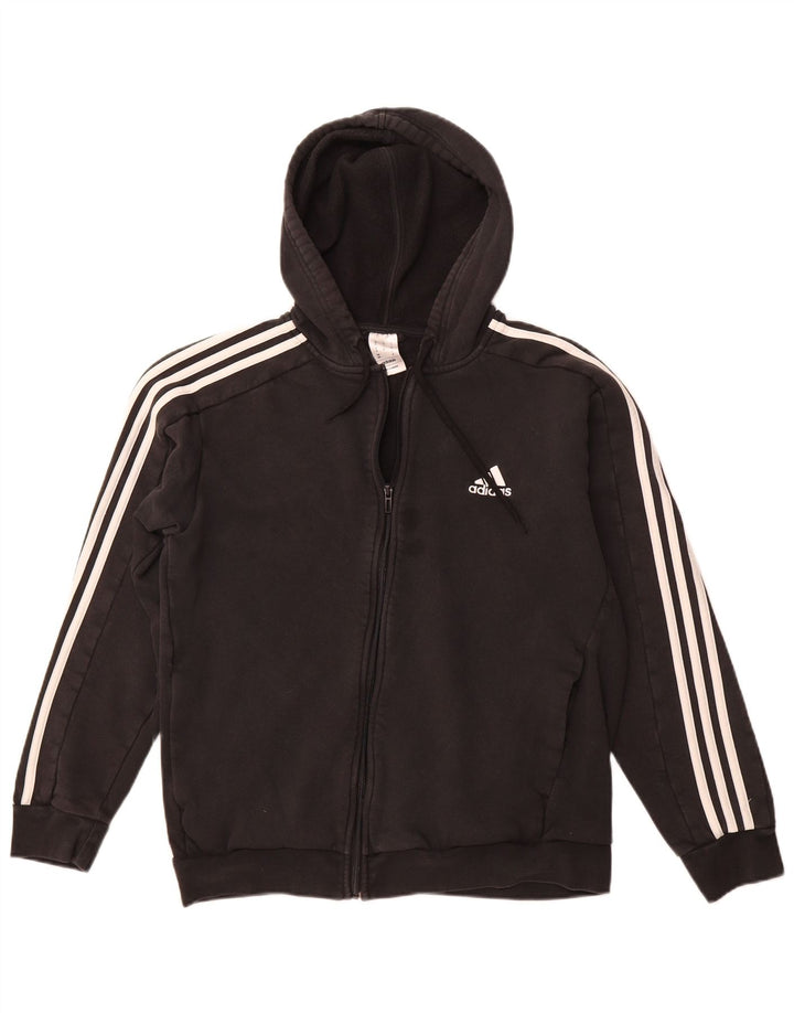 ADIDAS Mens Zip Hoodie Sweater Medium Black Cotton