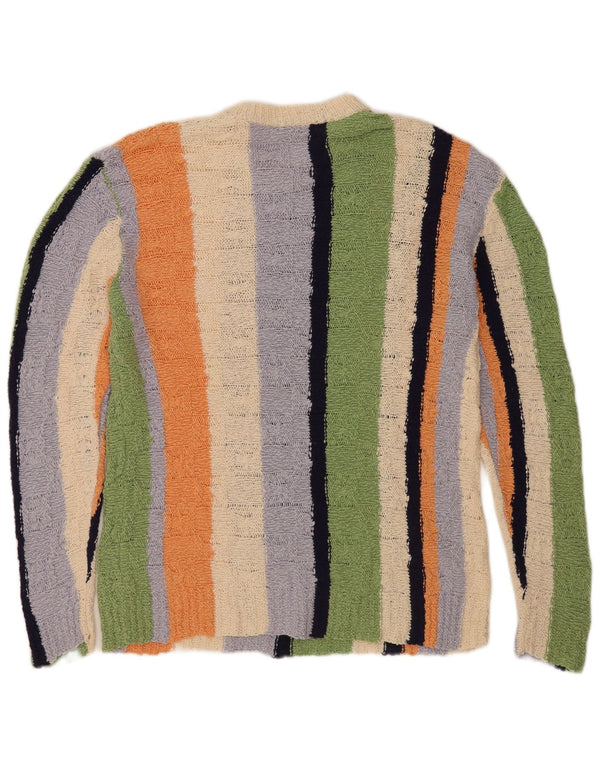Zara Mens Crew Neck Jumper Sweater Medium Multicoloured Colourblock Cotton