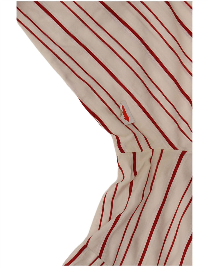 Zara Womens 3/4 Sleeve Pullover Shirt UK 14 Large Red Striped