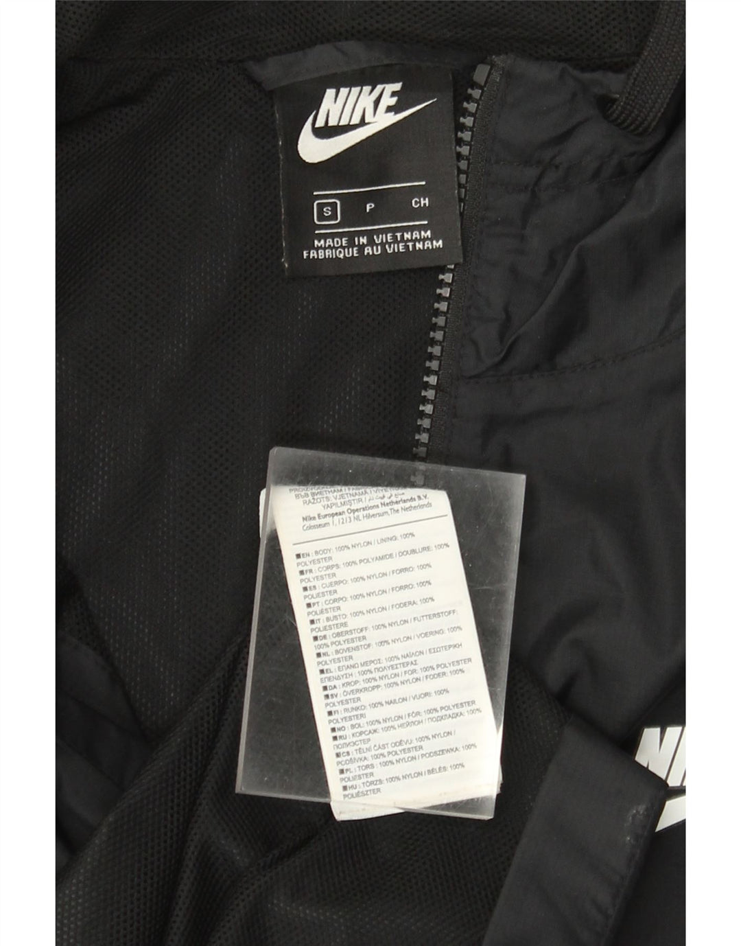 Nike Mens Hooded Rain Jacket UK 36 Small Black Nylon