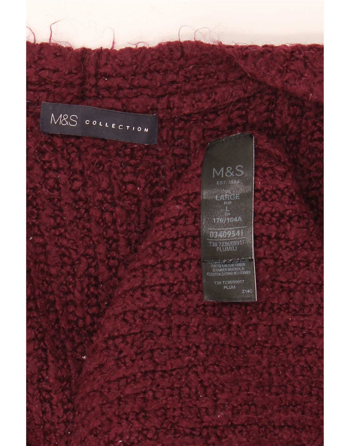 Marks & Spencer Womens Oversized Open Cardigan Sweater UK 16 Large Maroon