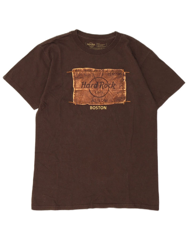 Hard Rock Cafe Mens Boston Graphic T-Shirt Top Small Brown Cotton