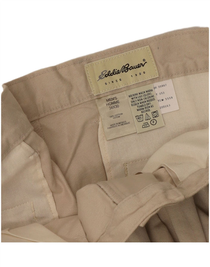 Eddie Bauer Mens Pegged Chino Trousers W34 L30 Beige Cotton