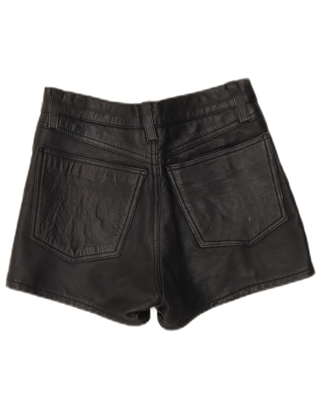 Vintage Womens Leather Shorts W26 Small Black Leather