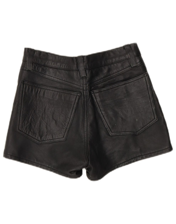 Vintage Womens Leather Shorts W26 Small Black Leather