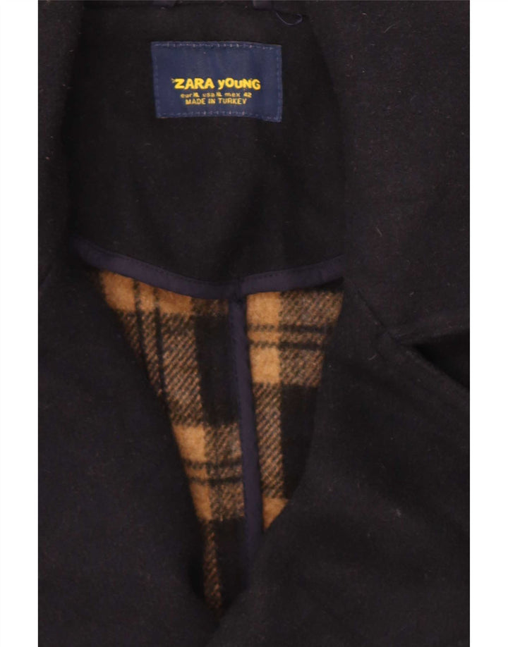 Zara Mens Pea Coat UK 42 XL Navy Blue Polyester