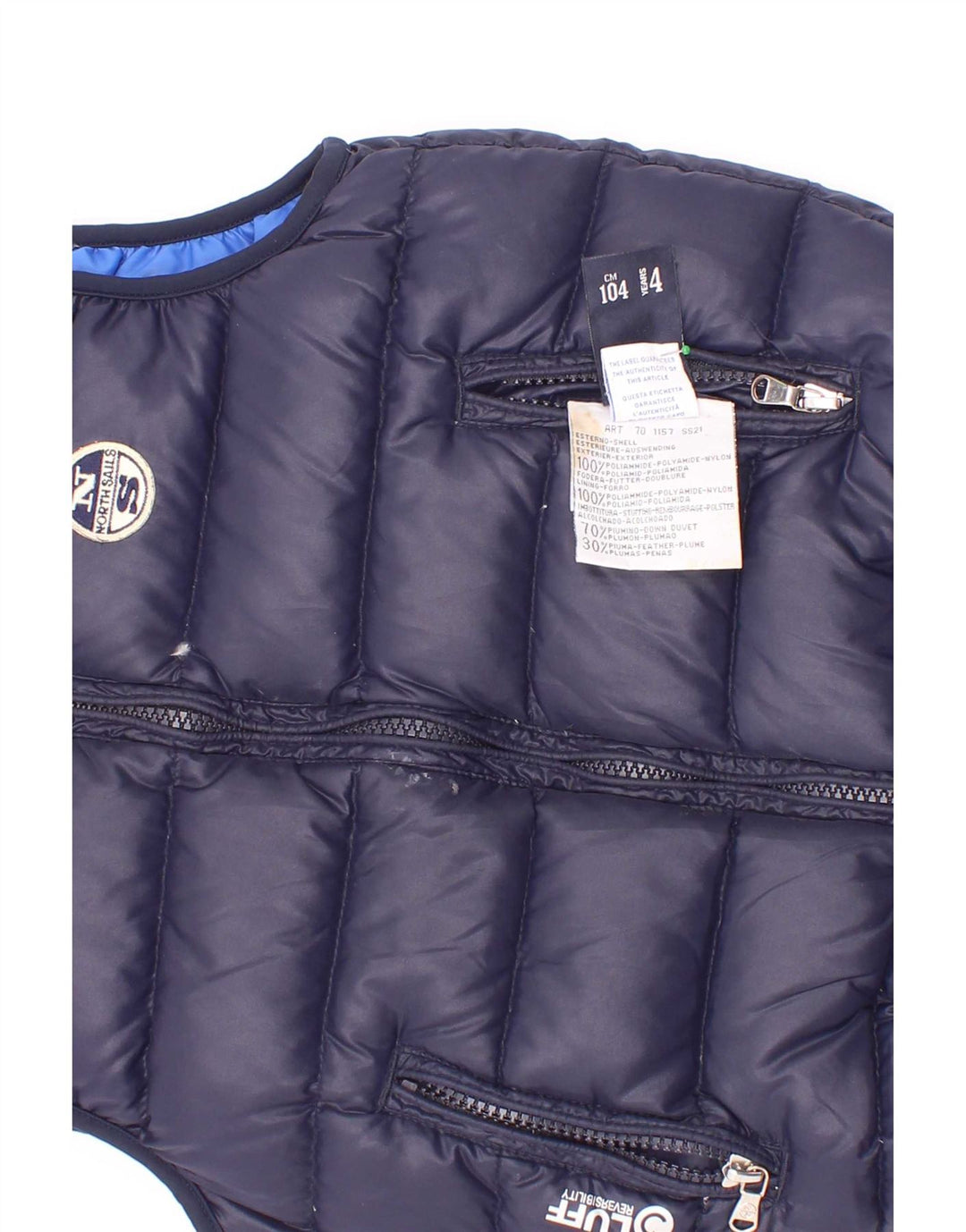 North Sails Boys Reversible Padded Gilet 3-4 Years Navy Blue Polyester