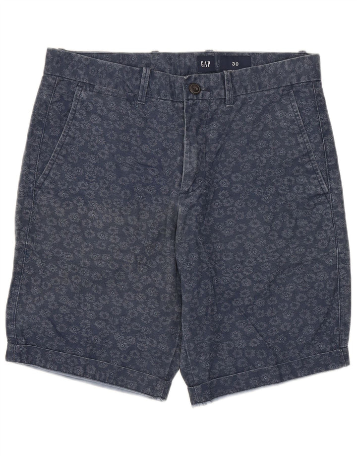 GAP Mens Chino Shorts W30 Medium Navy Blue Floral Cotton
