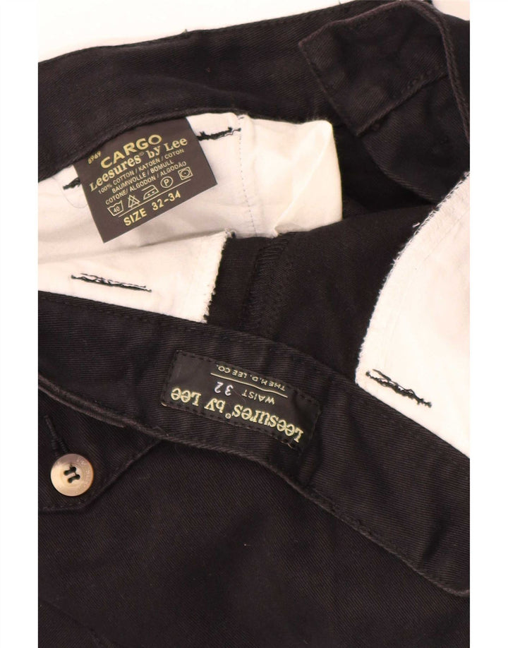 Lee Mens Straight Cargo Trousers W32 L34 Black Cotton