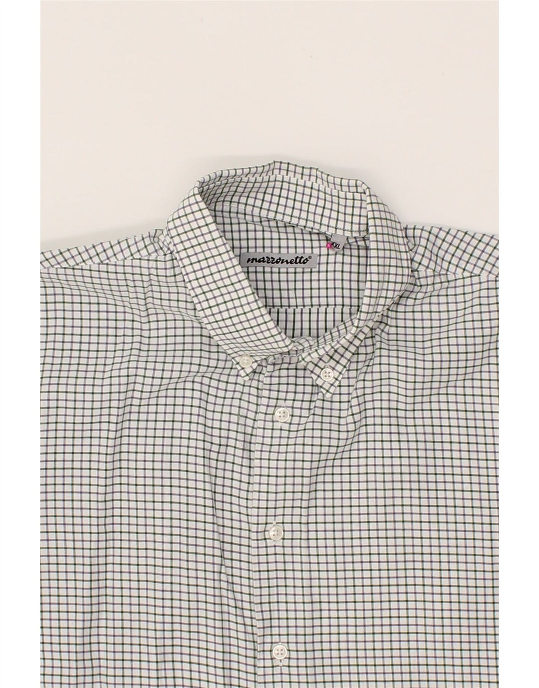 MAZZONETTO Mens Shirt 2XL White Check Vintage Mazzonetto and Second-Hand Mazzonetto from Messina Hembry 